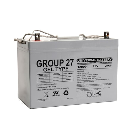 Upg Sealed Lead Acid Battery, 12 V, 90Ah, UB27, Z1 Z Post Terminal, GEL, Group 27 Type D5873